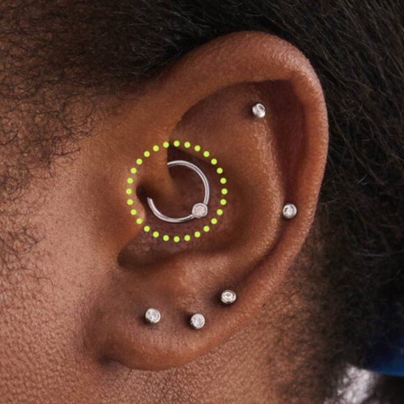 Titanium CZ Bezel Clicker 10mm Daith Hoop - Picture 1 of 5